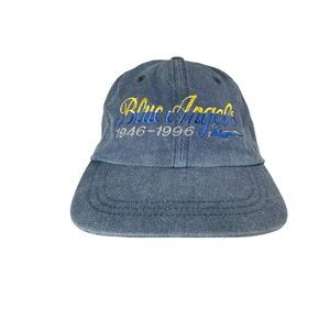 Vintage 1990s Blue Angels Blue Denim Hat US Navy Jet Strapback Cap USA Military